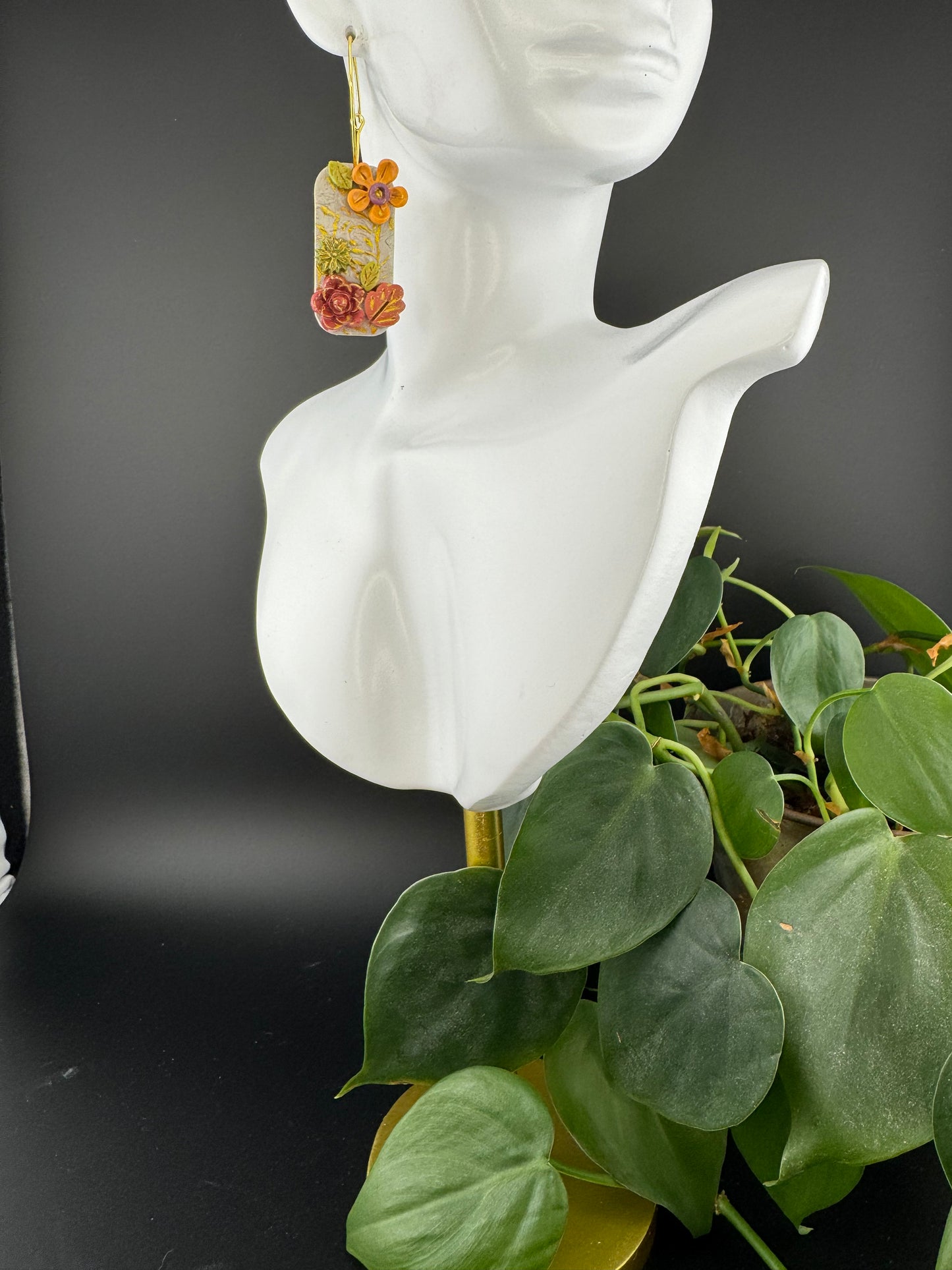 Fall inspired earrings with Handmade Florals