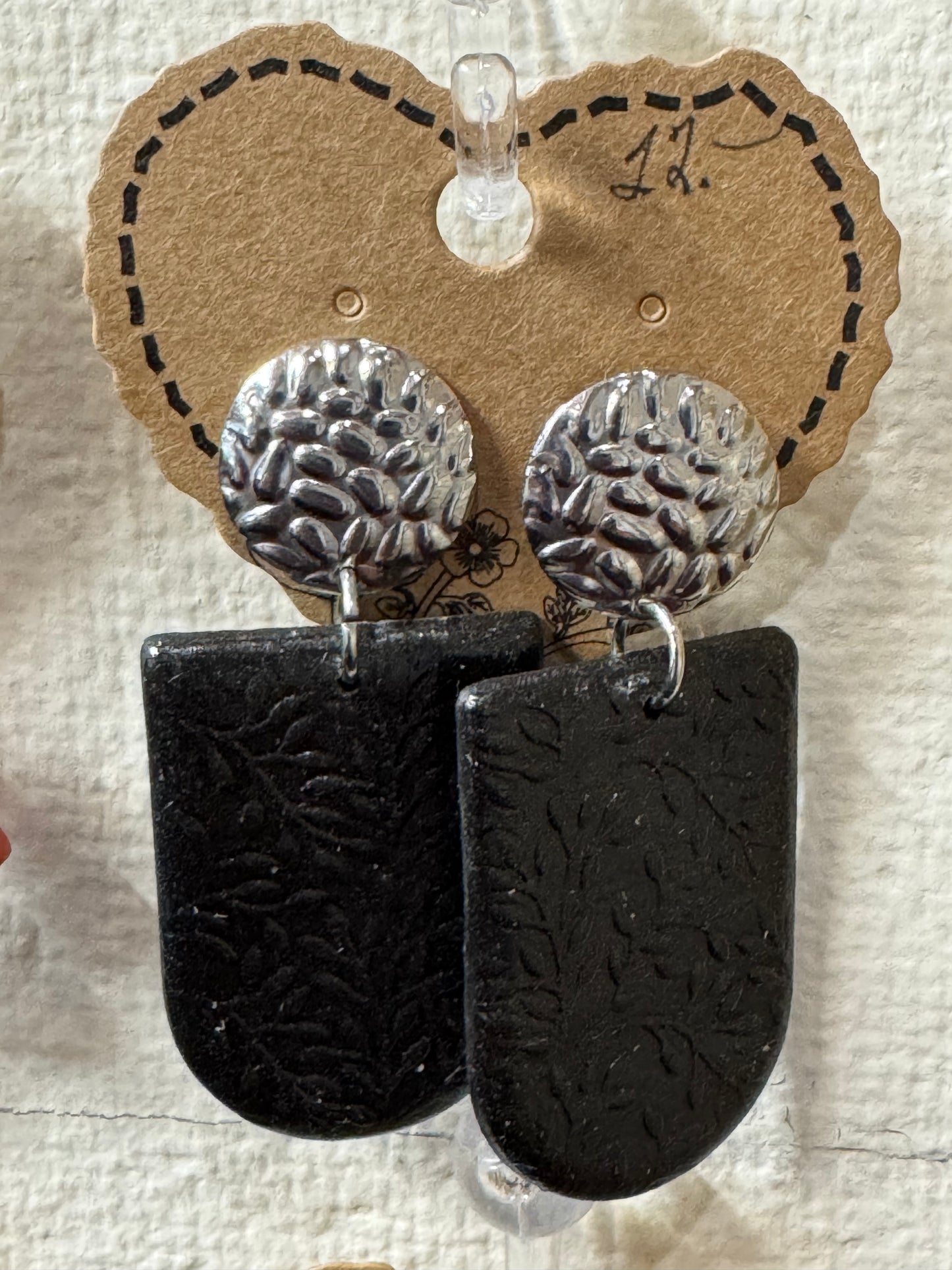 Black and Silver Boho Style Earrings with Silver Decorative Post