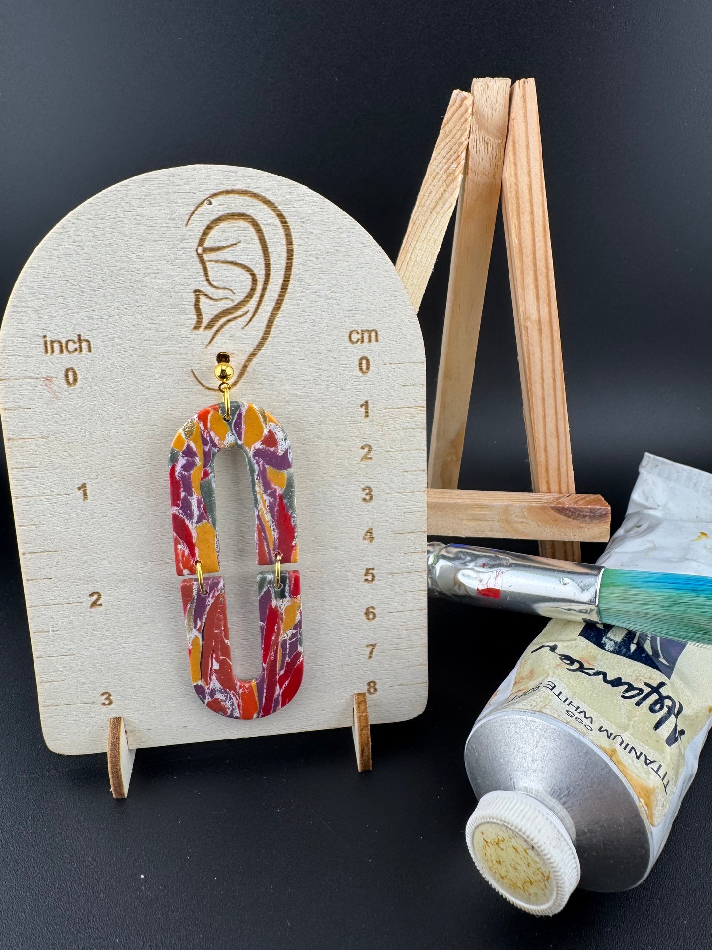 Multicolored, Boho Style Earring With Gold Ball Posts