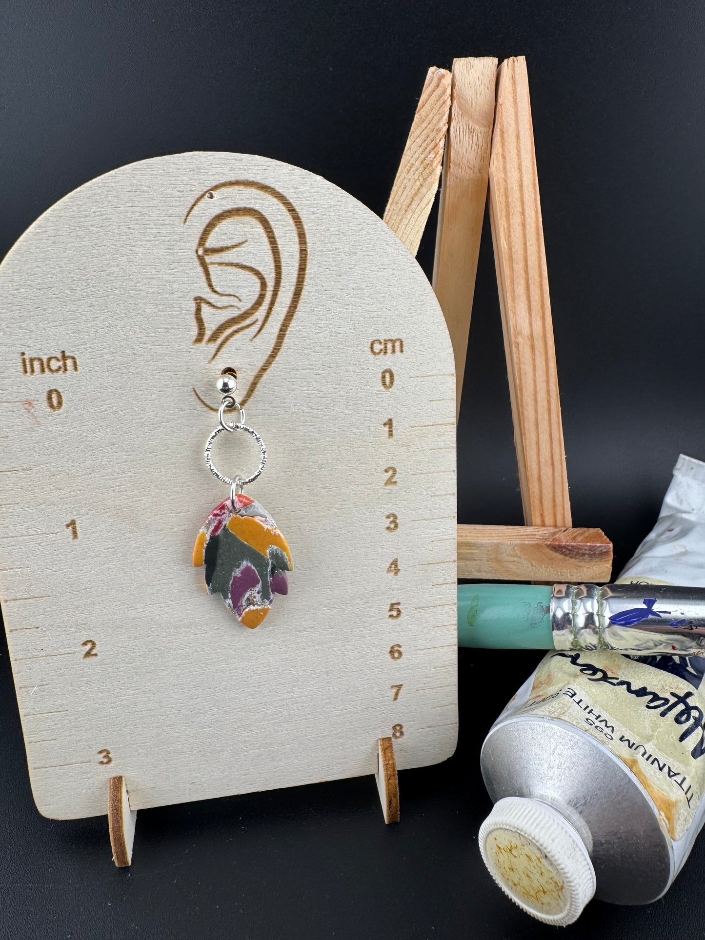 Multicolored, Boho Style Earring with Silver or Gold Circle Charm and Ball Posts