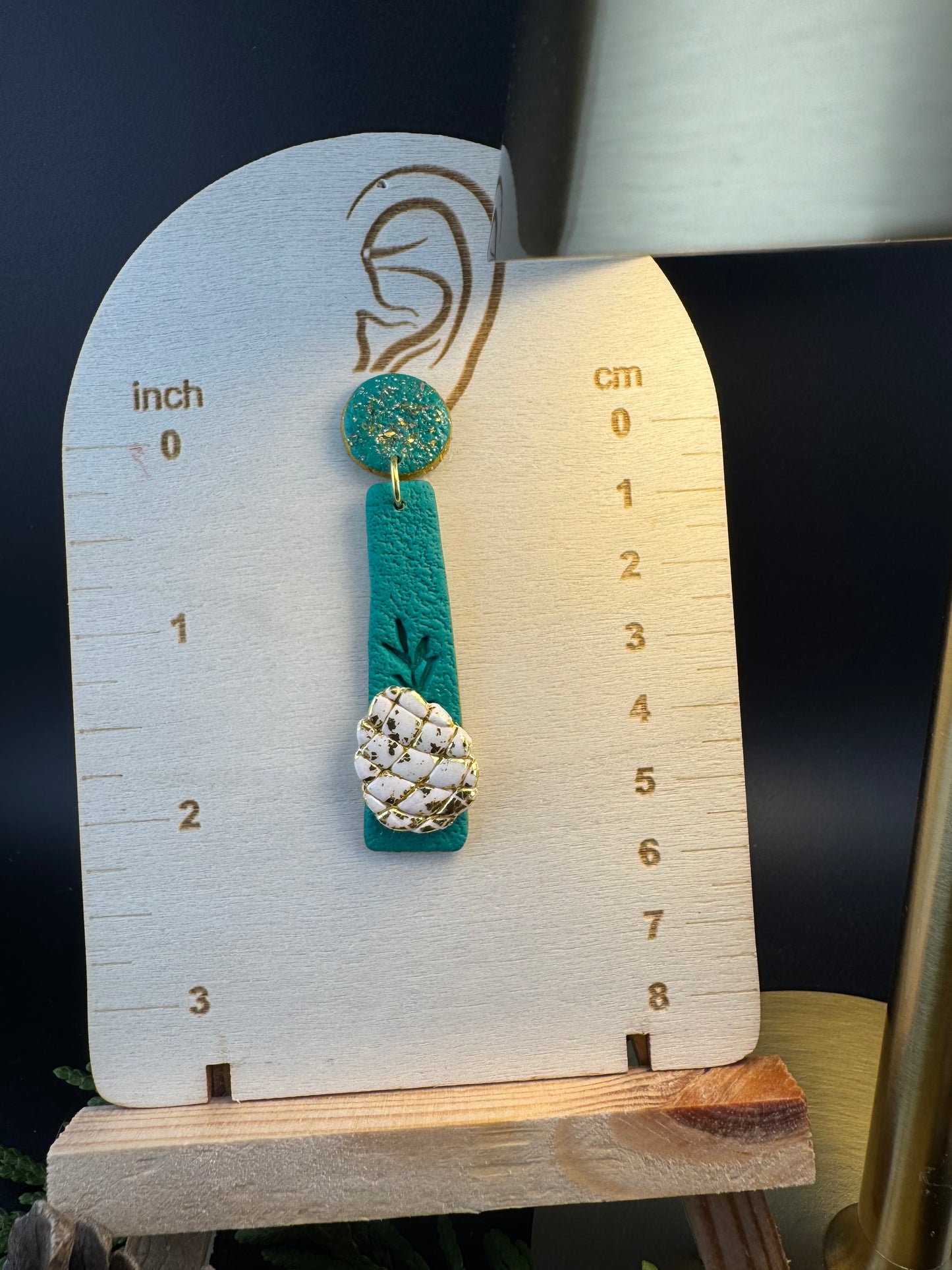 Jade and Gold Dangle Earrings with Pinecone Charm Earrings