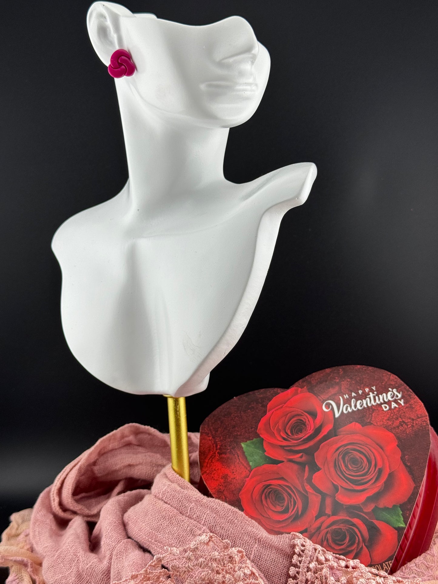 Love Knot Studs come in severl colors with Hypoallergenic Post
