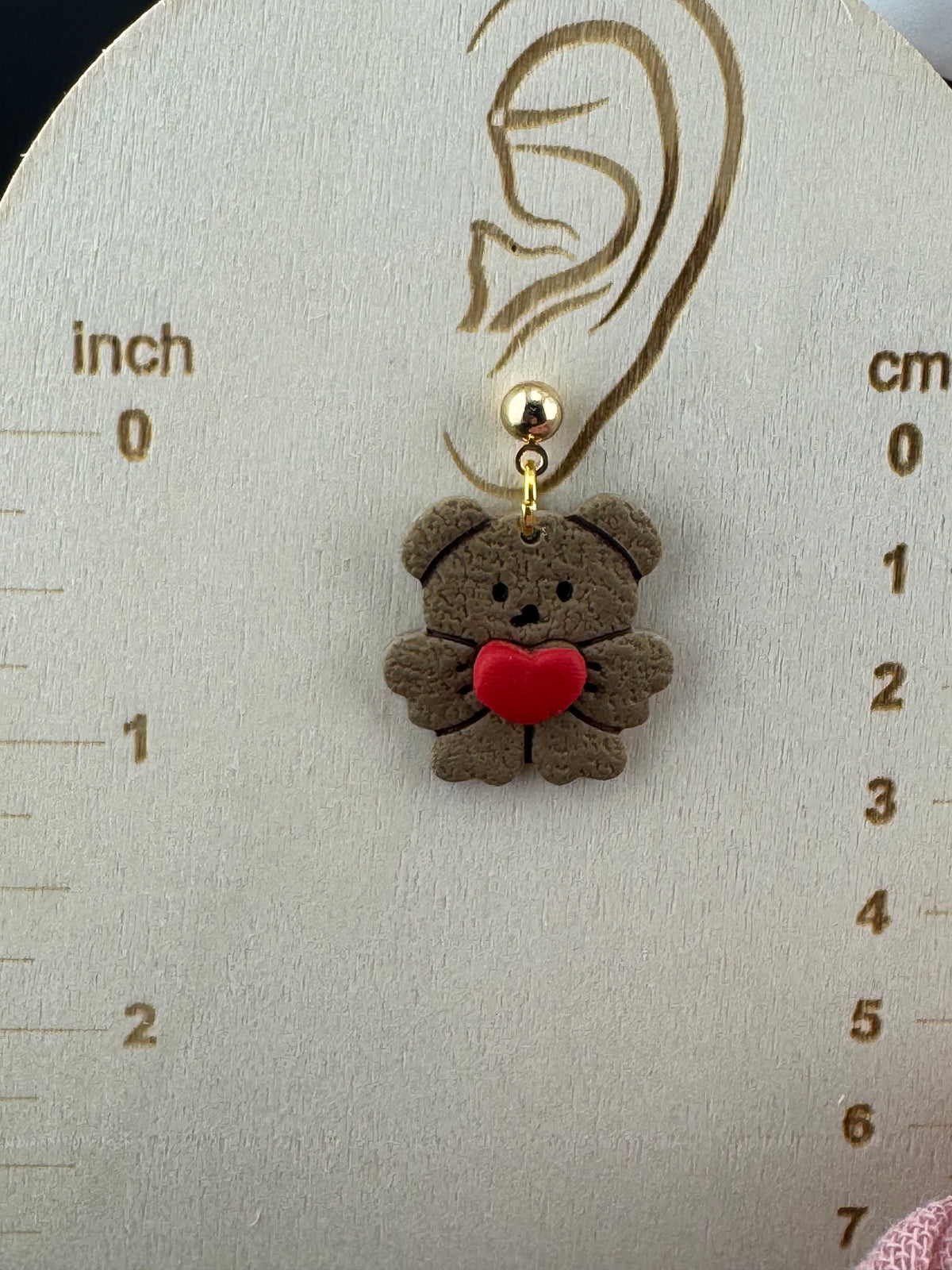 Teddy Bear Shares his Heart Earrings