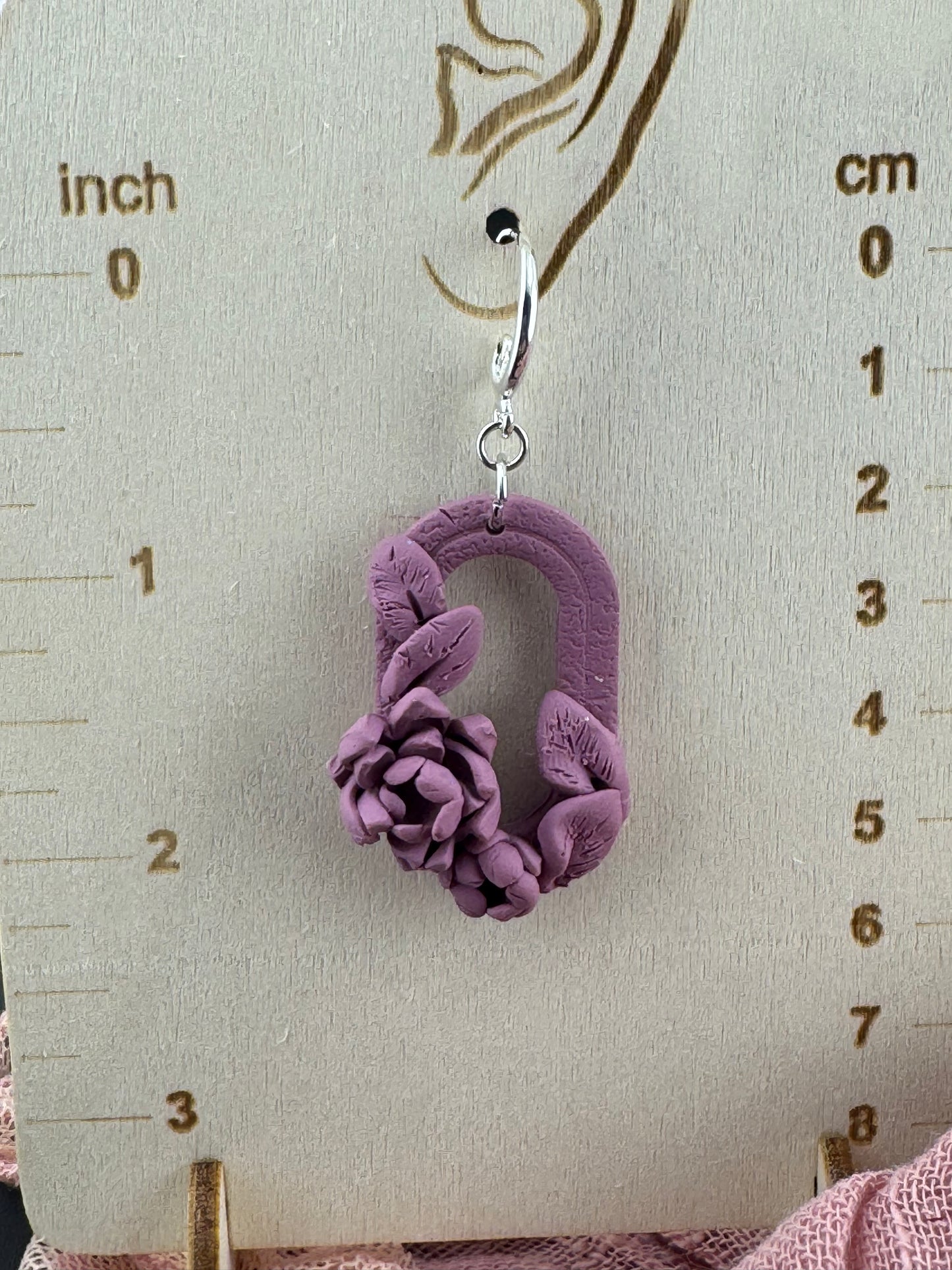 Elegant Mauve Floral Earrings