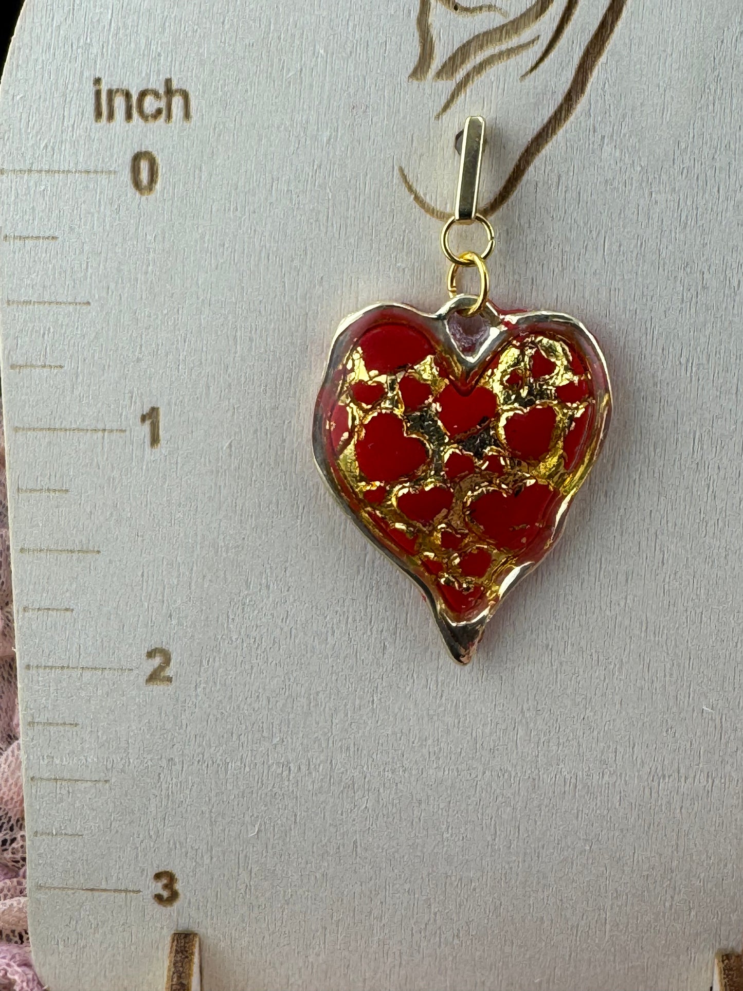 Red Gold or Silver Bezel Heart Earrings