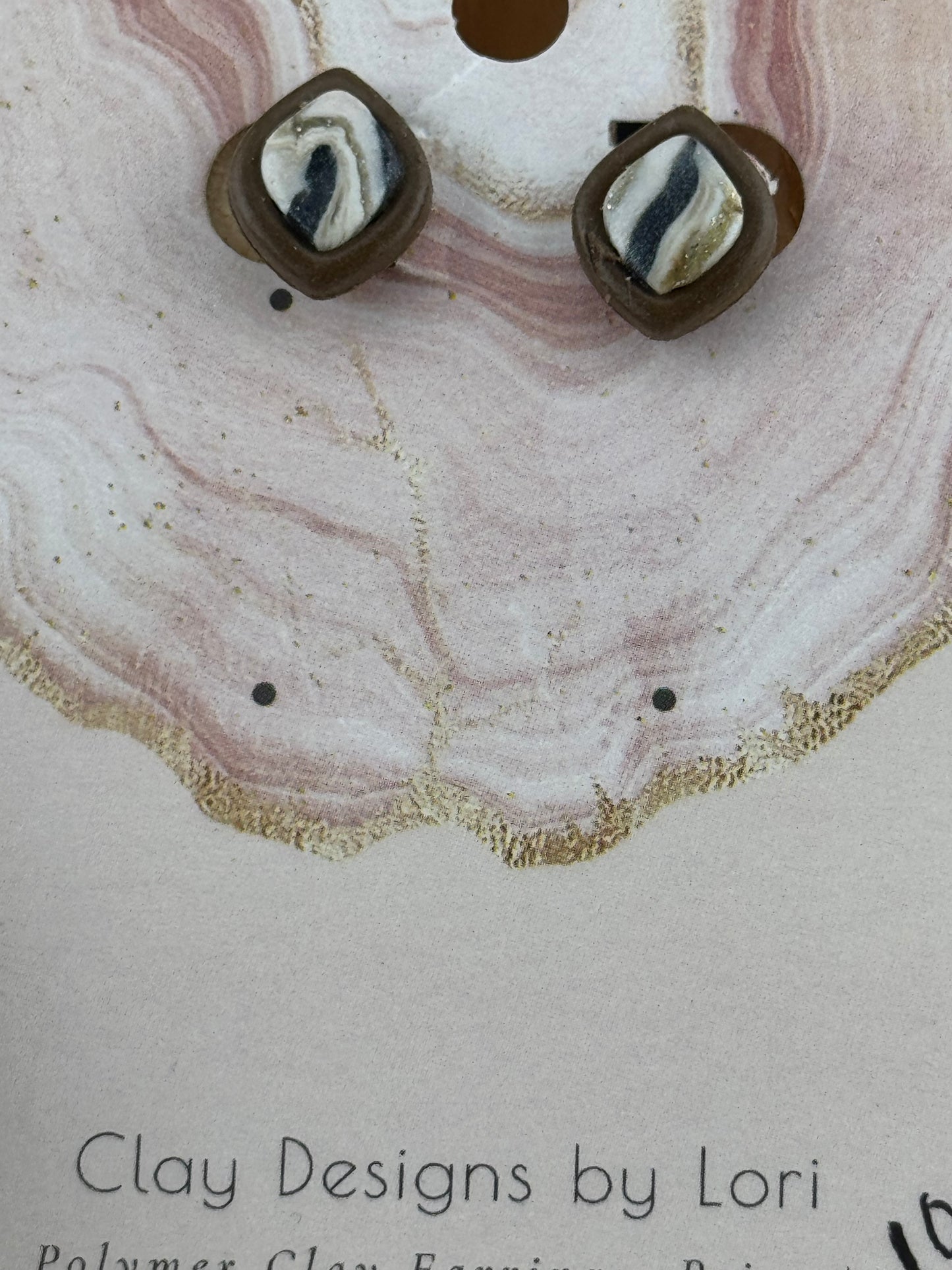 Neutral Black, Brown, and White Marble Studs in Two Shapes