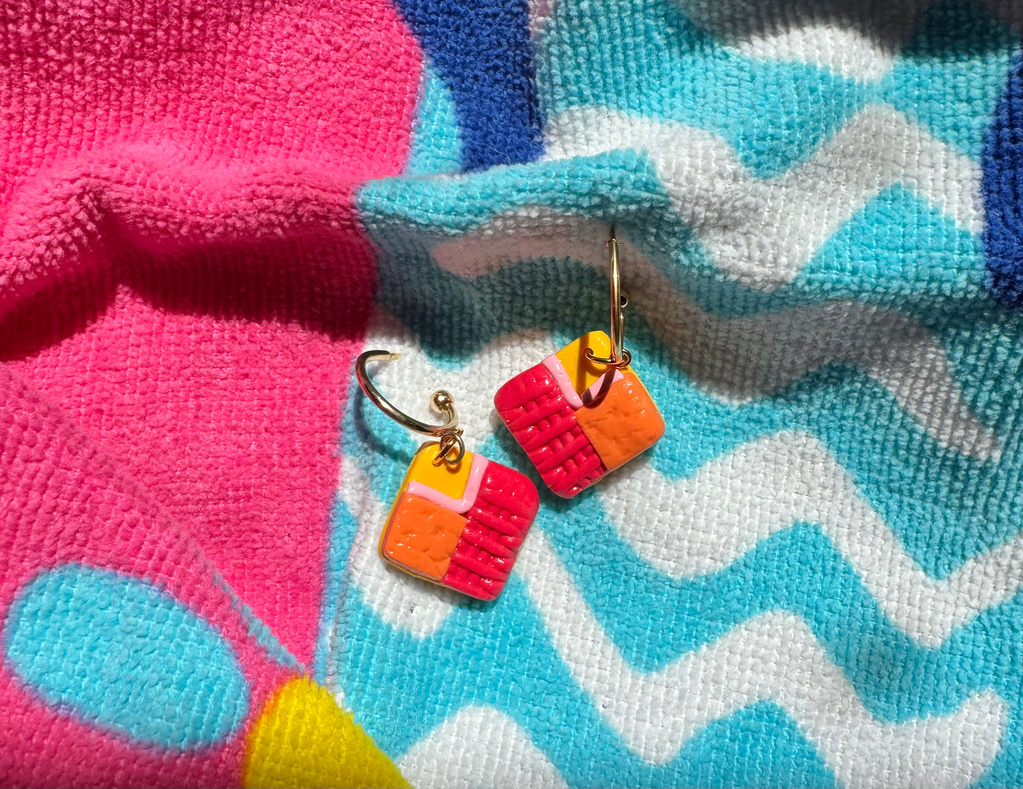 Slushie Patchwork Hoops Earrings