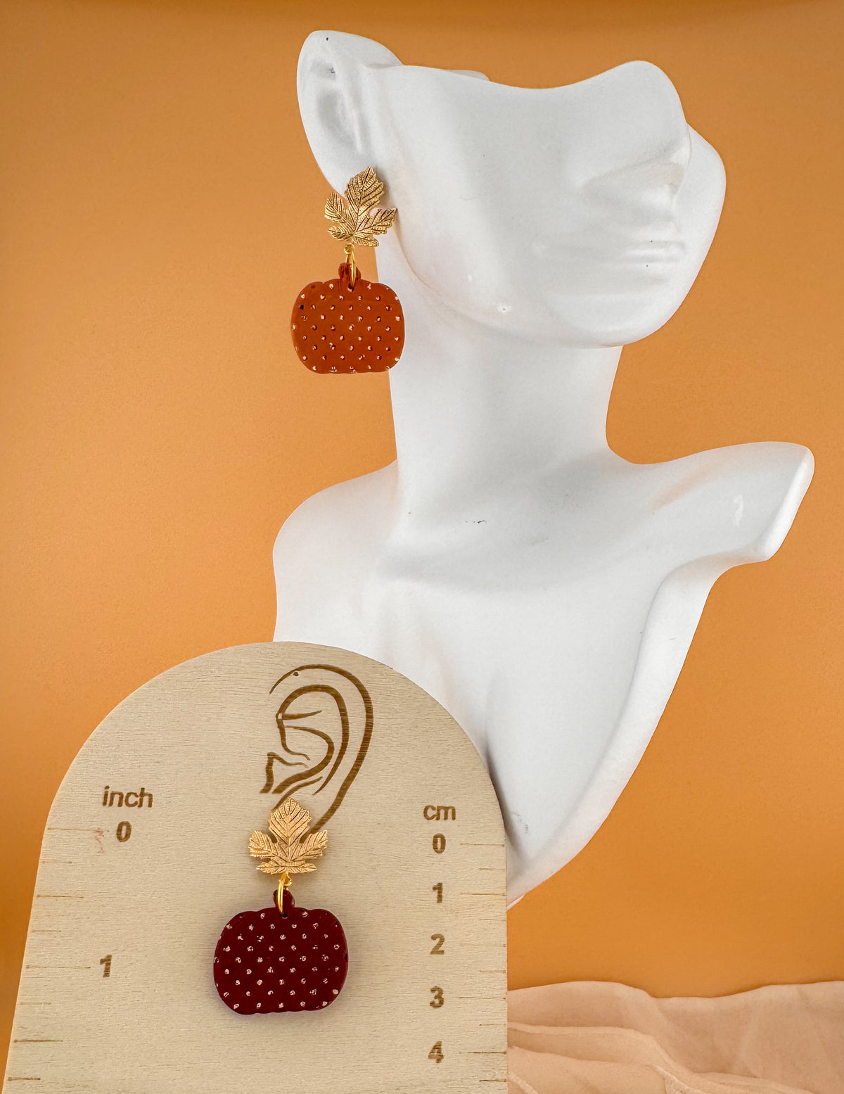 Golden Harvest Pumpkin drop earrings