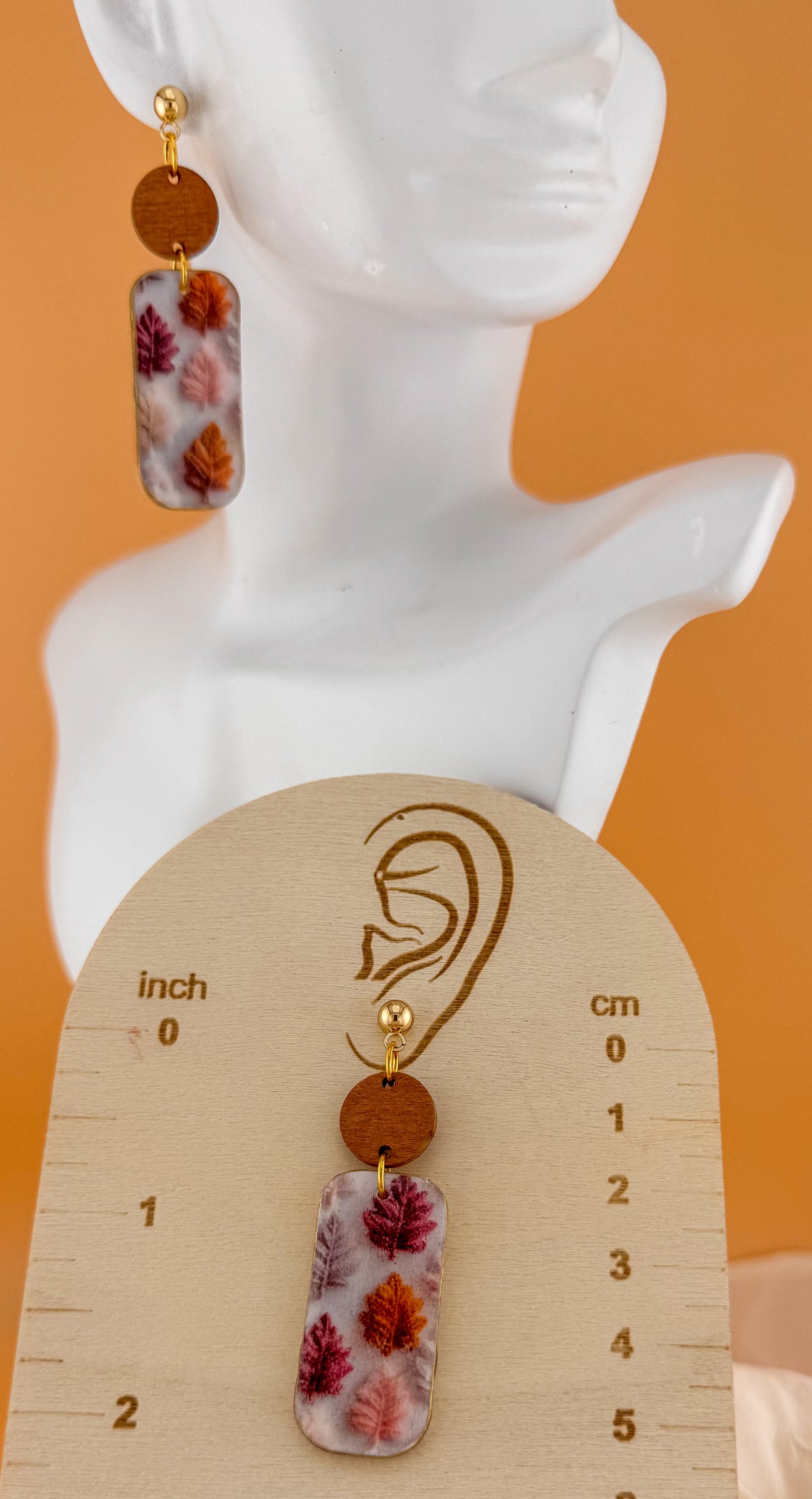 Embroidered Autumn Leaf drop earrings