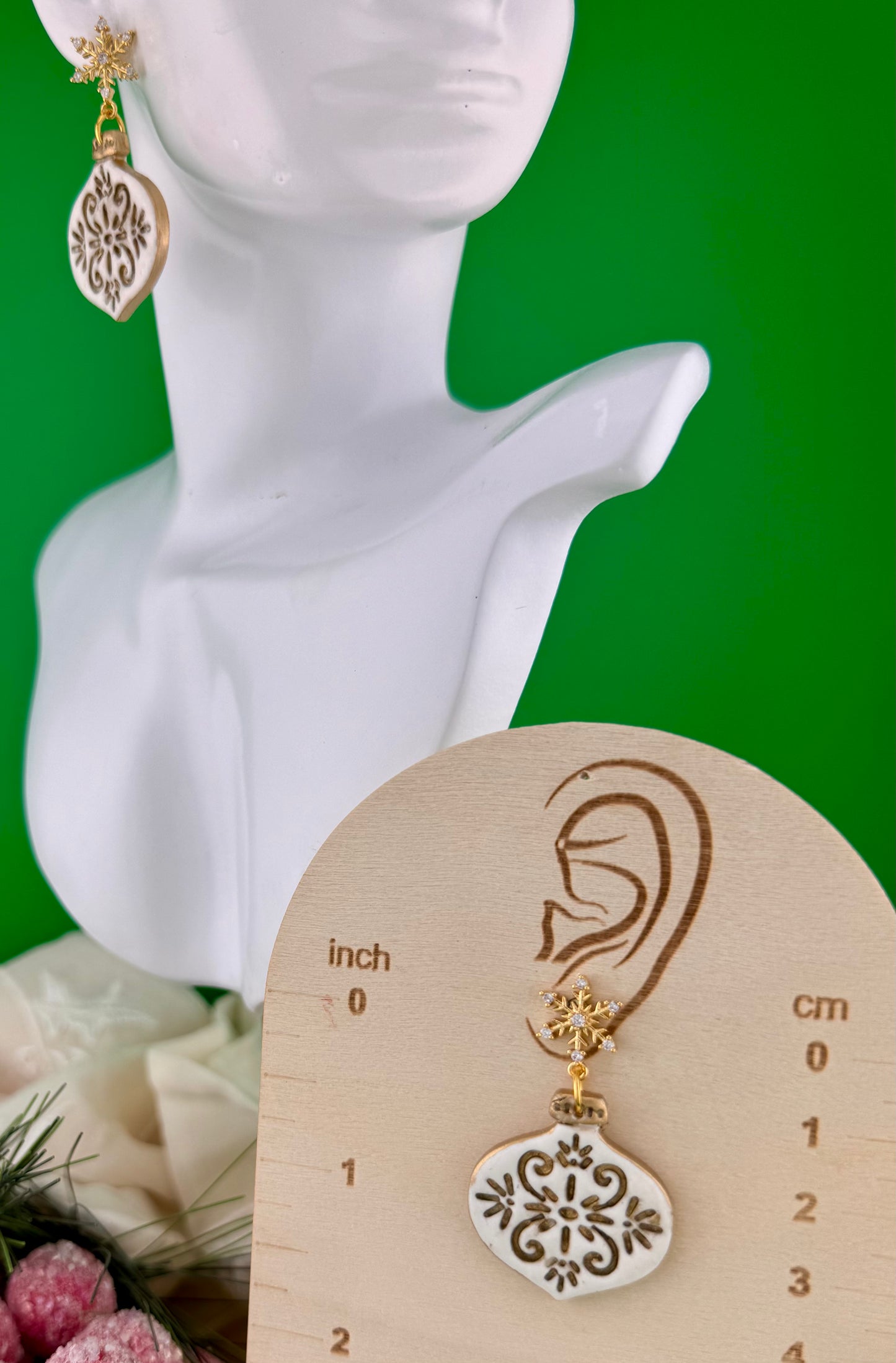 Golden Elegance Christmas Ornament Earrings