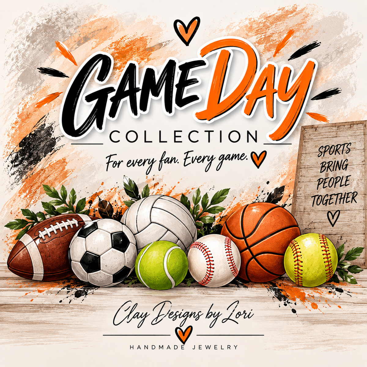 🏈⚽️🏐🎾Game Day Collection I Clay Designs by Lori!🏀⚾️🥎