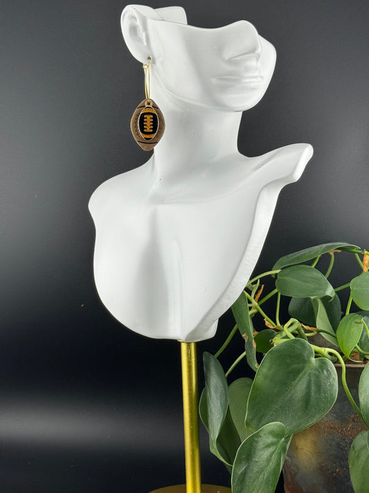 Football with Gold and Orange football charm Hoops