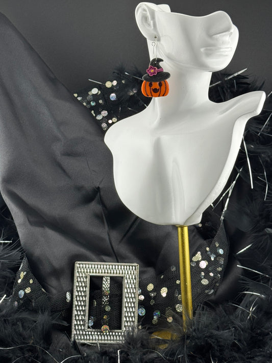 Halloween Pumkins wearing a Witch's Hat Hoop