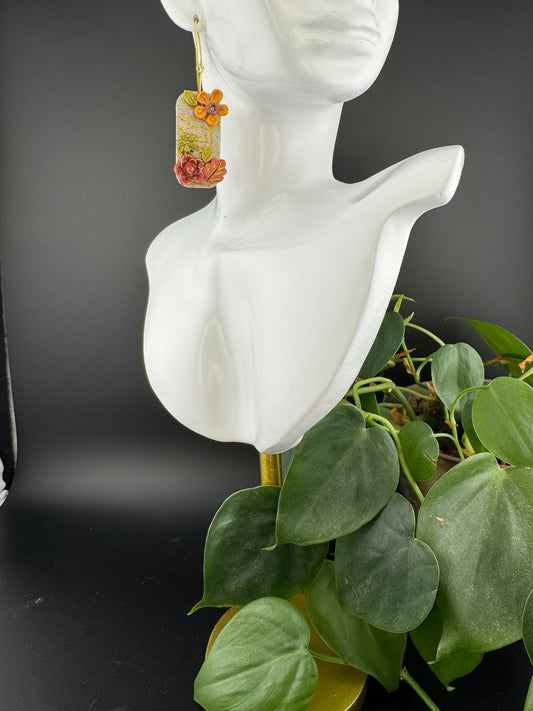 Fall inspired earrings with Handmade Florals