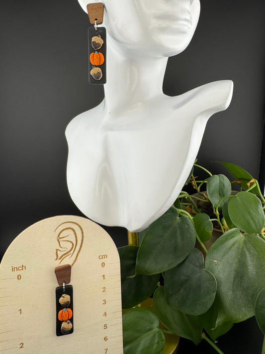 Fall Inspired Earrings with Acorn and Pumpkin Motif