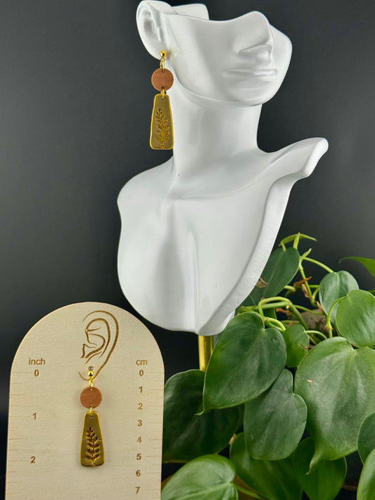 Olive Green and Gold, Nature Inspired Earring