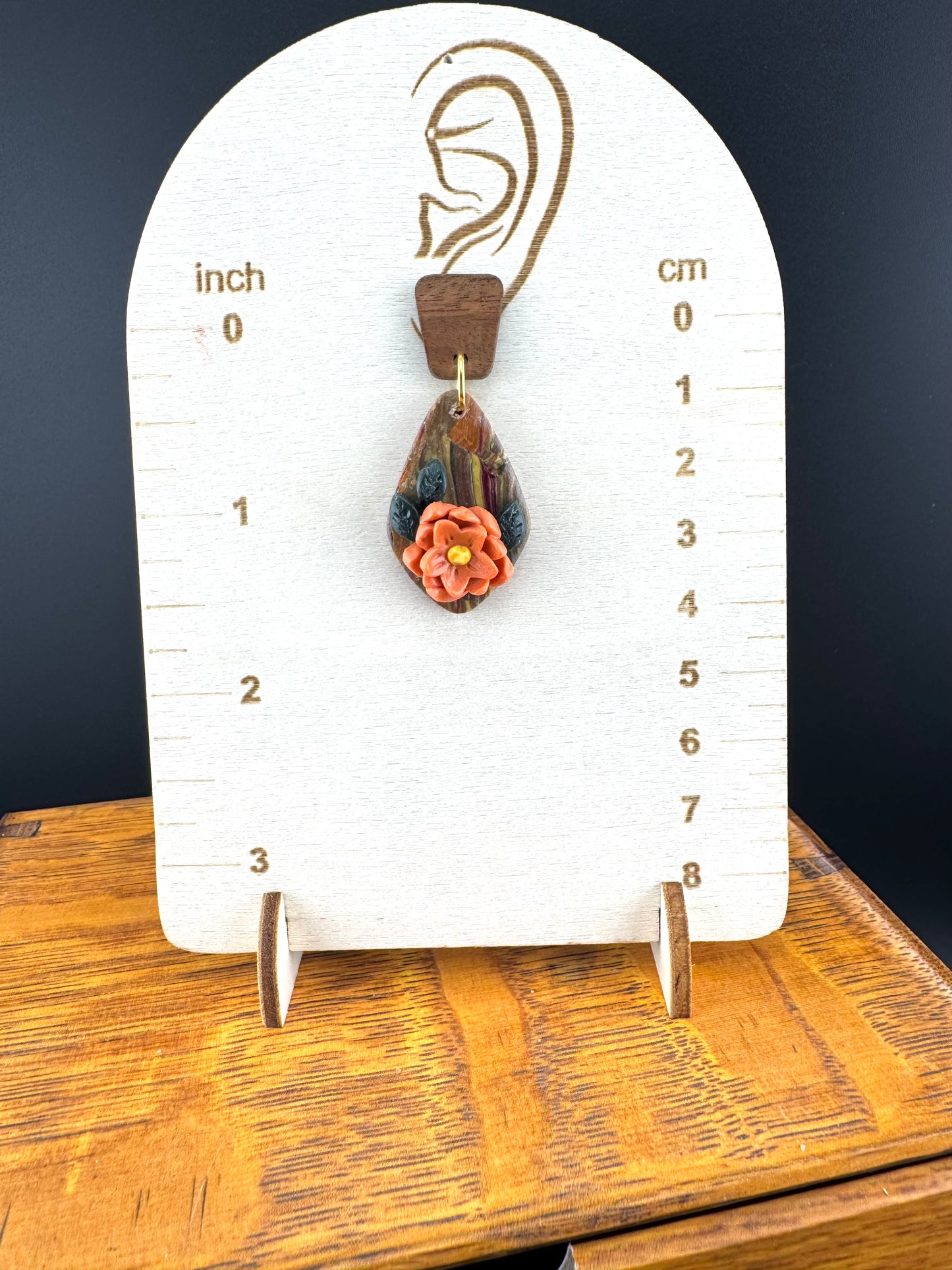 Autumn themed Teardrop Earring with Handmade Mum