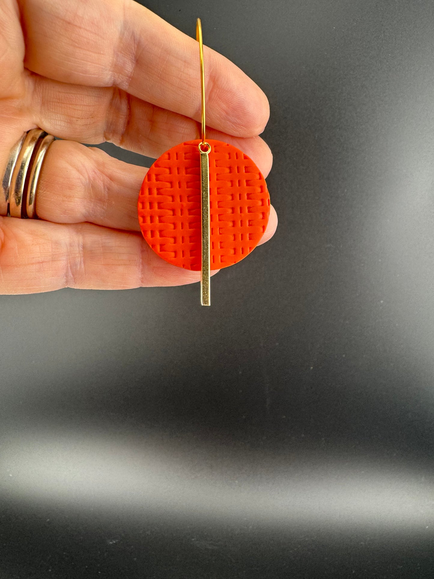 Autumn Inspired Earring with Gold Bar Charm Hoop