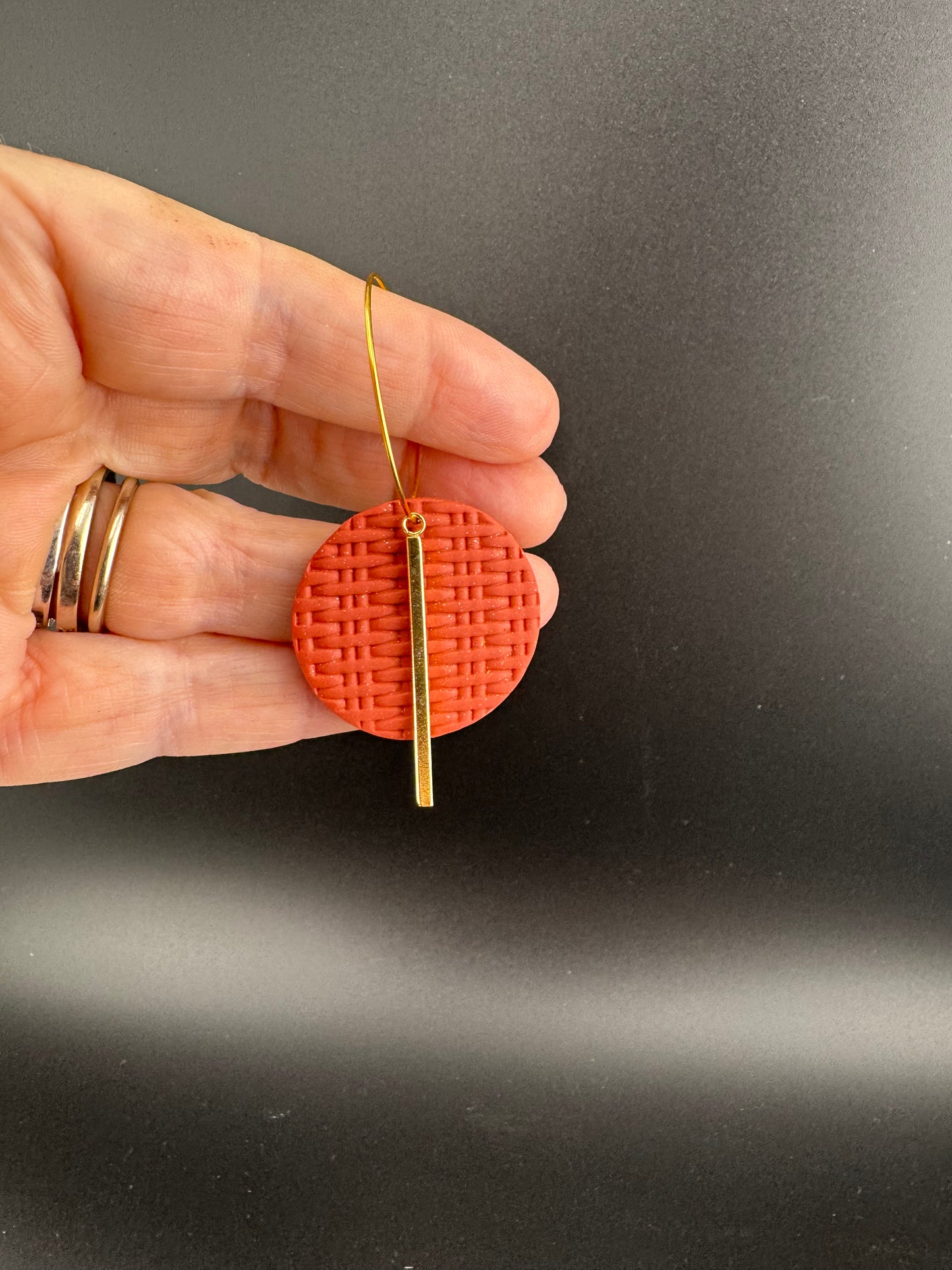 Autumn Inspired Earring with Gold Bar Charm Hoop