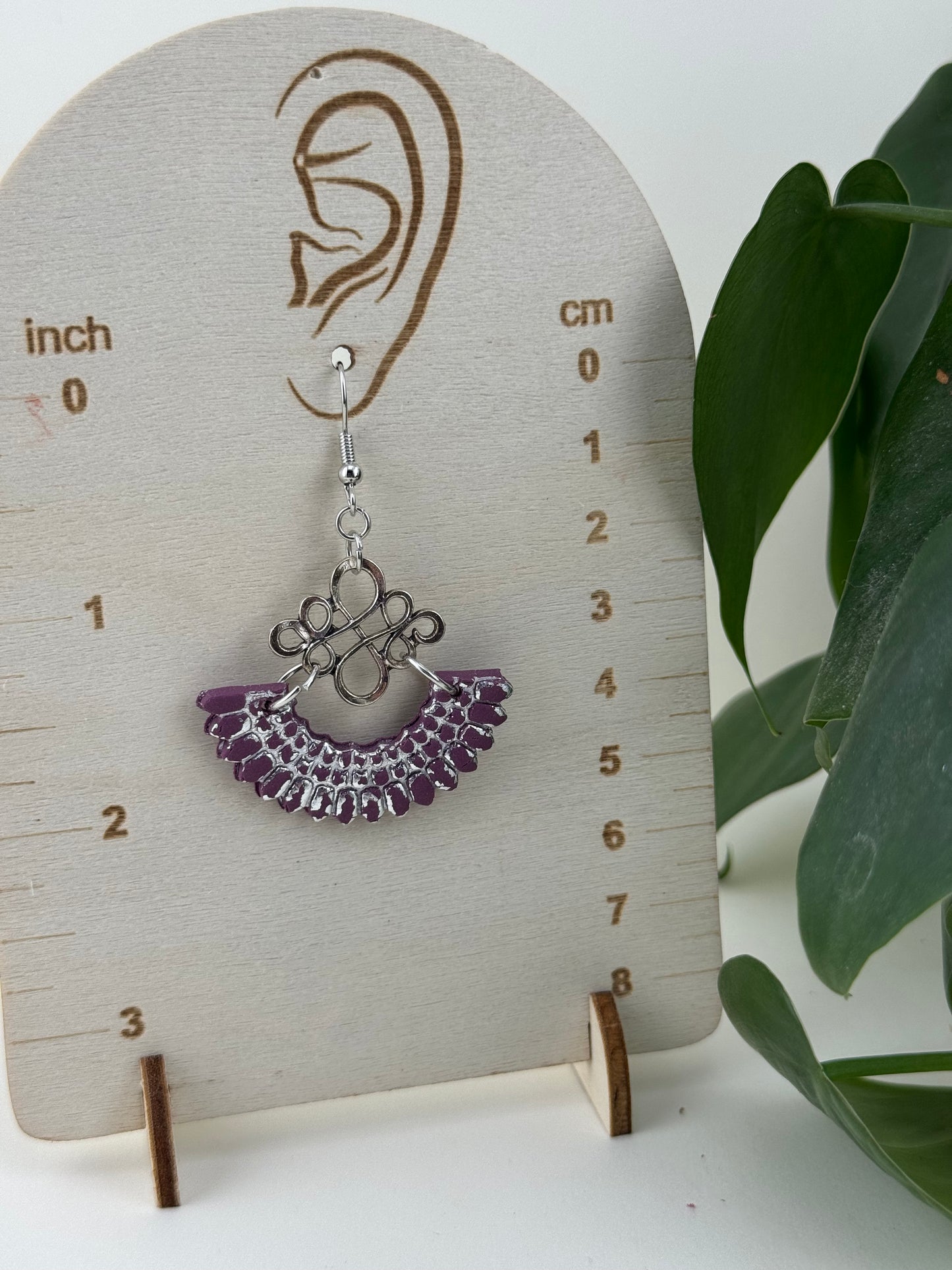Purple and Silver Mandala Inspired Earring with Silver Fishhook