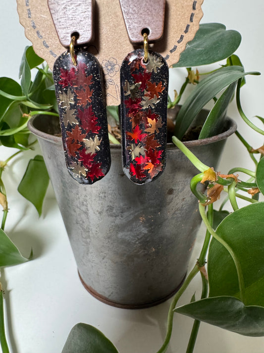 Autumn Leaves with Wood Post