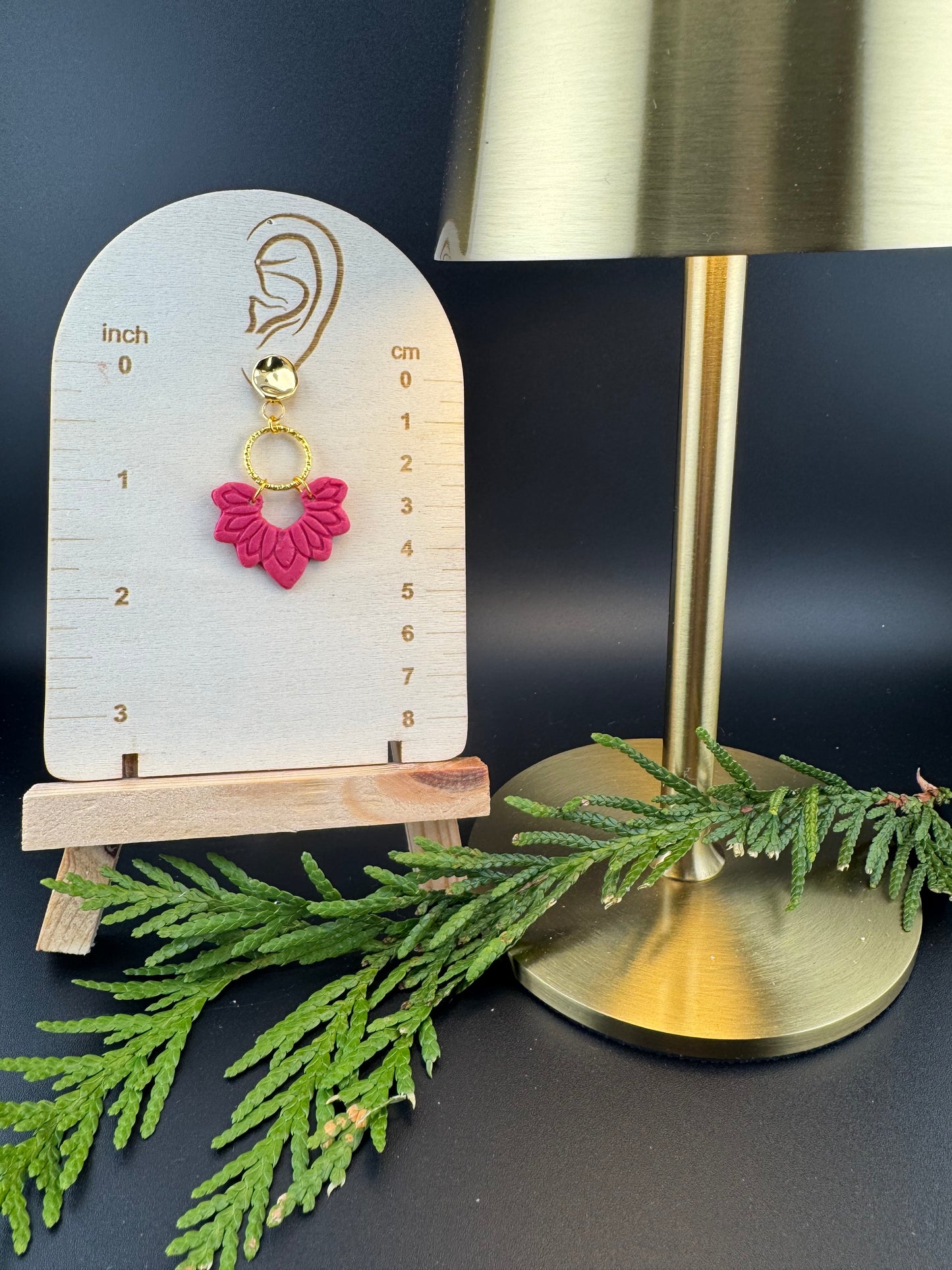 Hot Pink Mandala with Gold Circle Charm and Gold Decorative post