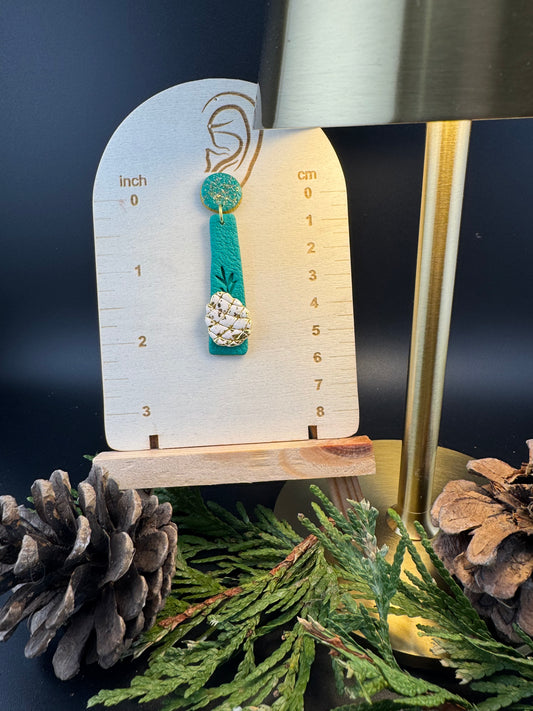 Jade and Gold Dangle Earrings with Pinecone Charm Earrings