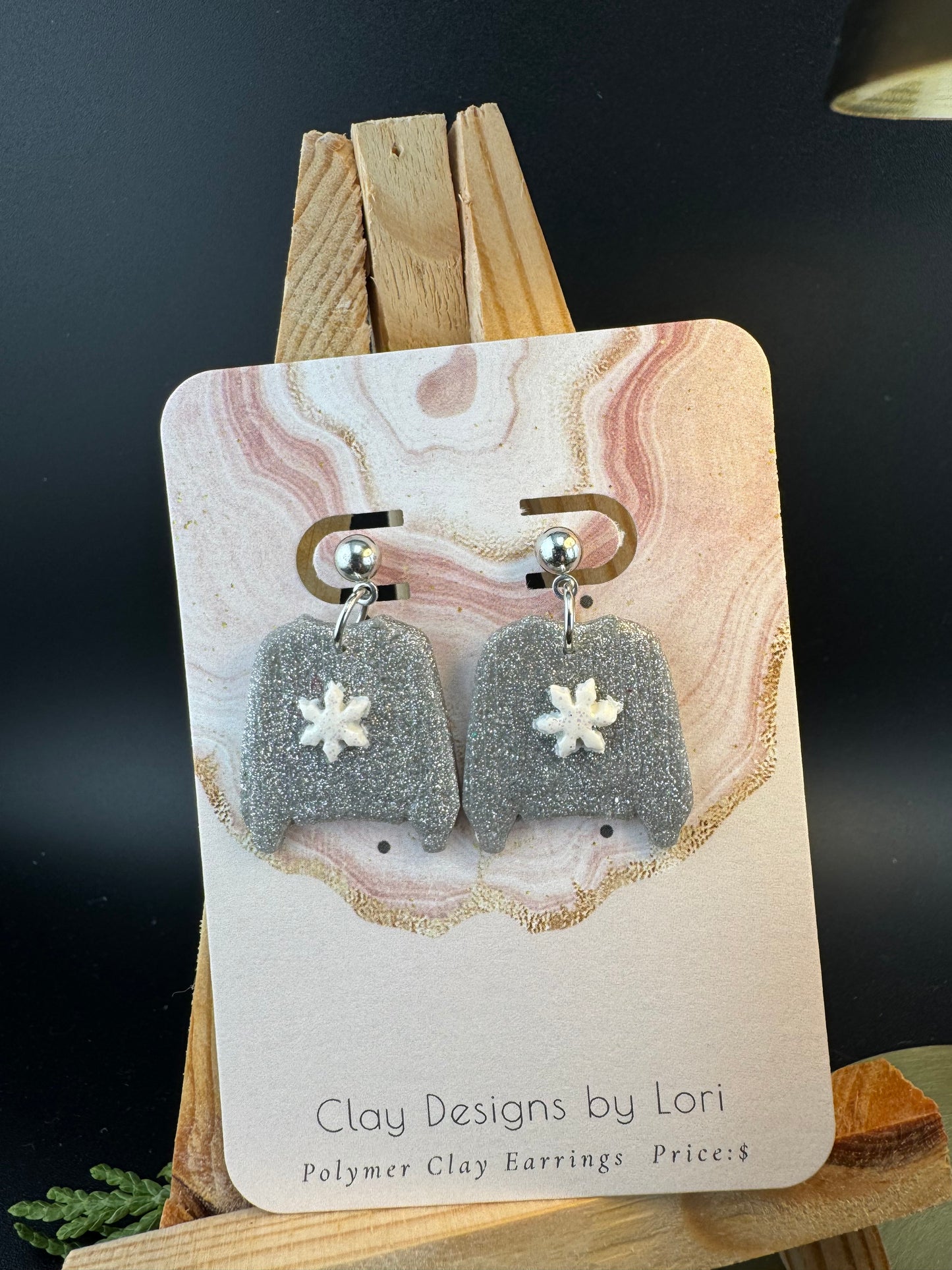 Gold and Silver Sparkly Sweater Earrings with Gold or Silver Ball post