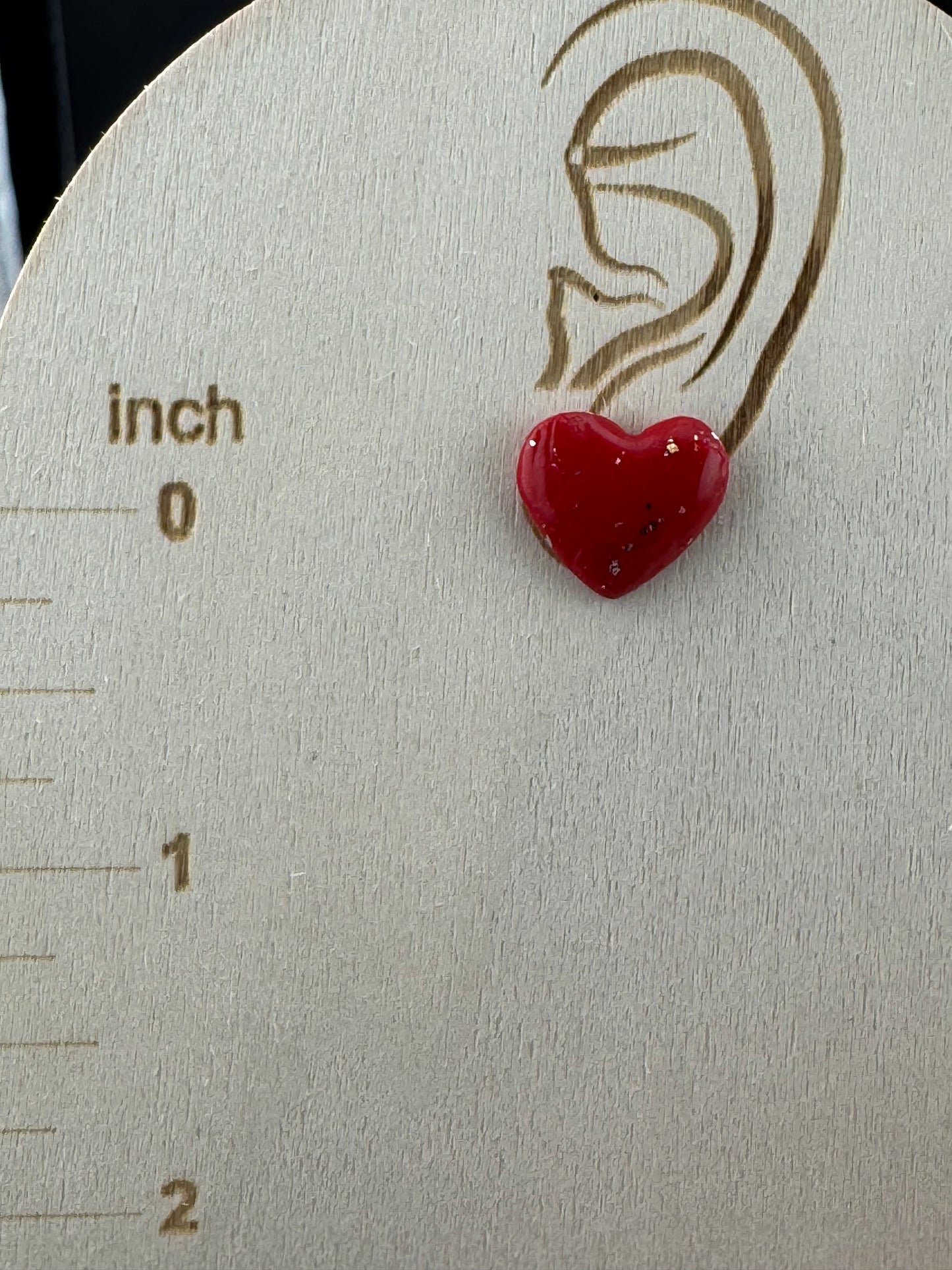 Classic Small Red Heart with Gold and Silver Leaf and Hypoallergenic gold post
