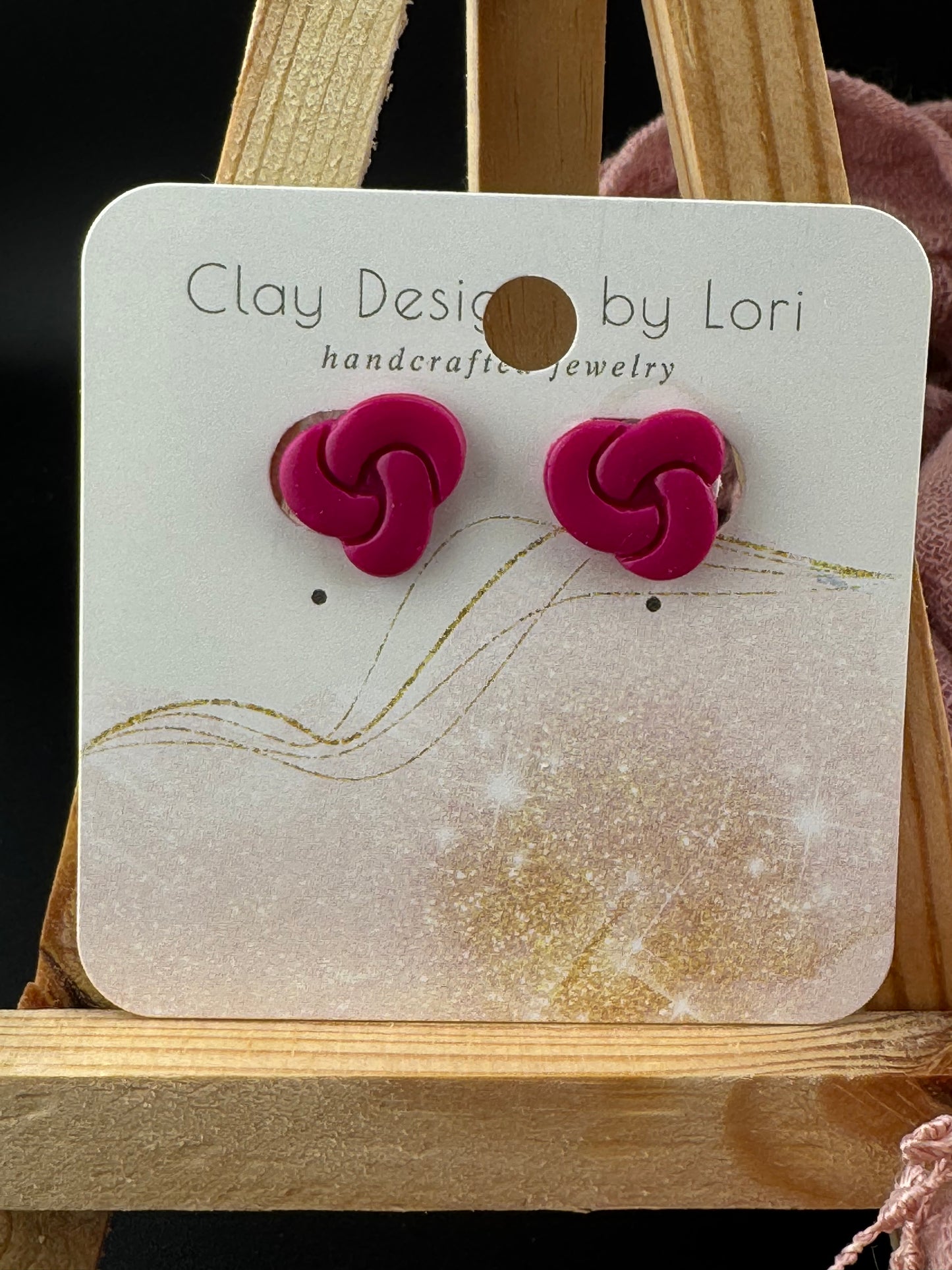 Love Knot Studs come in severl colors with Hypoallergenic Post