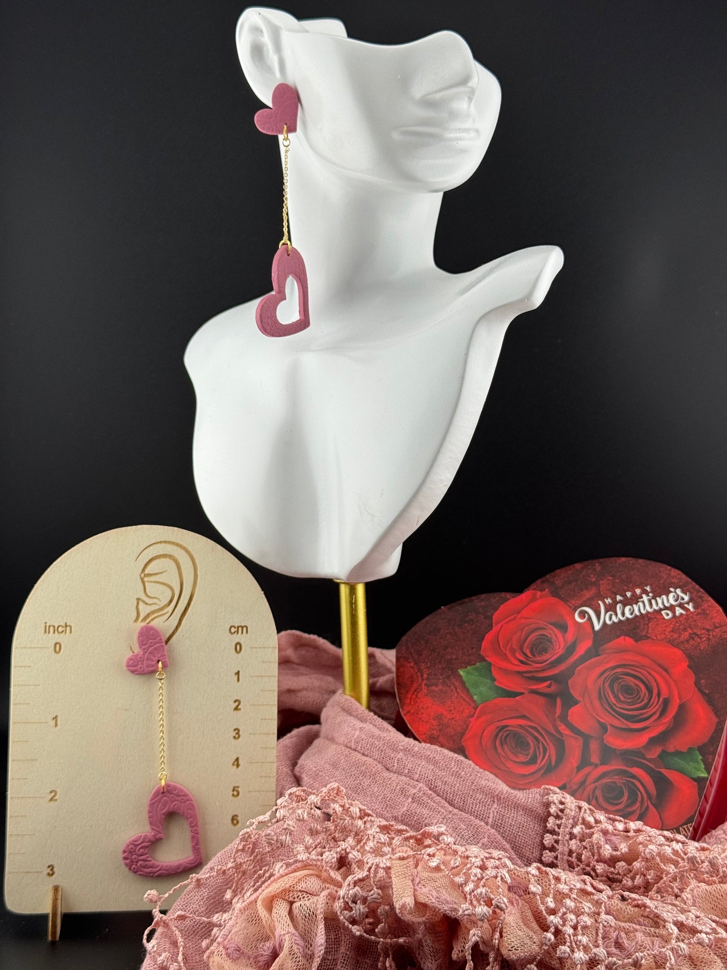 Daring Pink Heart Cut-Out Dangle Earrings