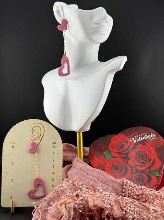 Daring Pink Heart Cut-Out Dangle Earrings