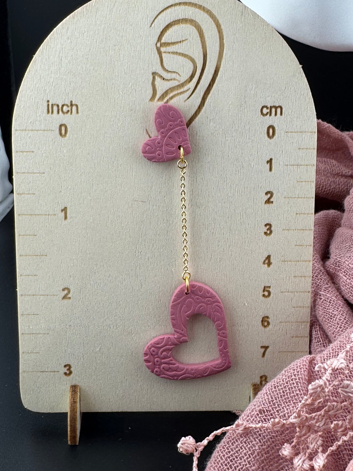 Daring Pink Heart Cut-Out Dangle Earrings