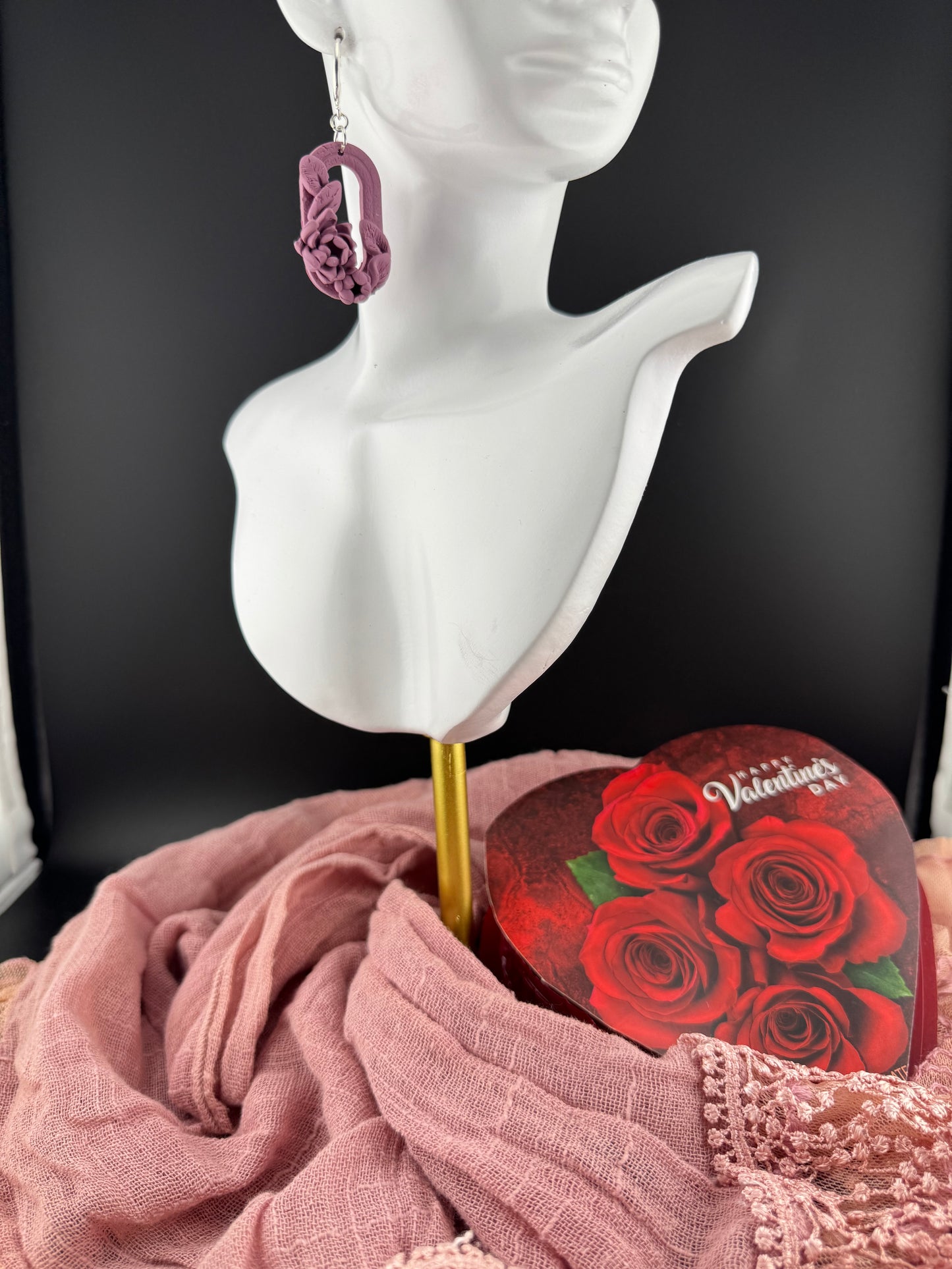 Elegant Mauve Floral Earrings