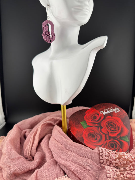 Elegant Mauve Floral Earrings