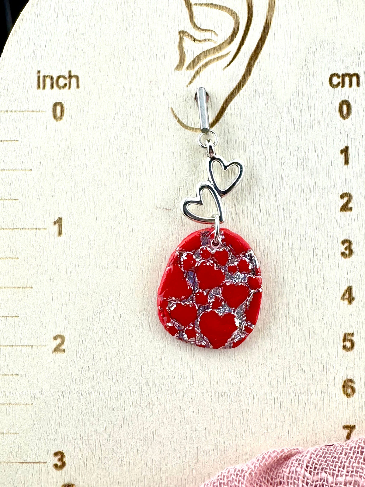 Red and Silver Heart Dangles