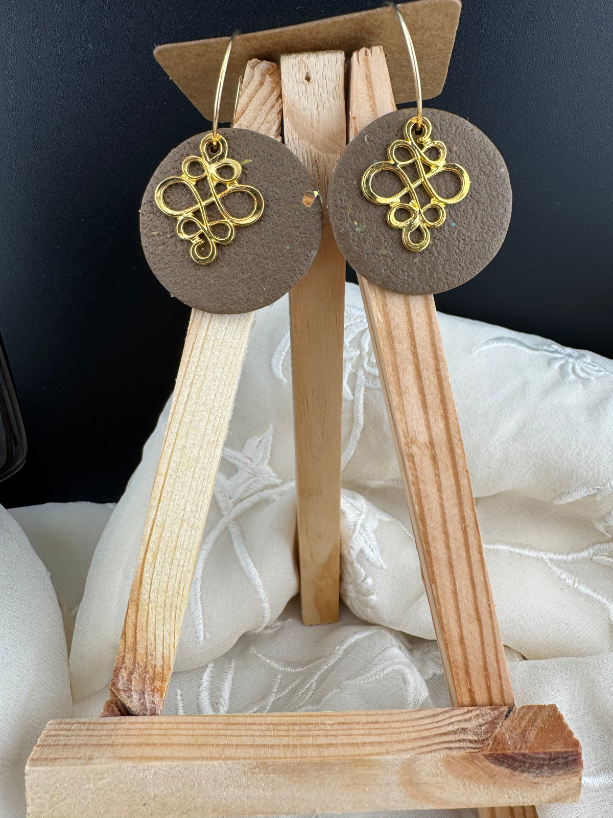 Neutral Dangle Earring- Gold or Silver Accent  4 Colors available.