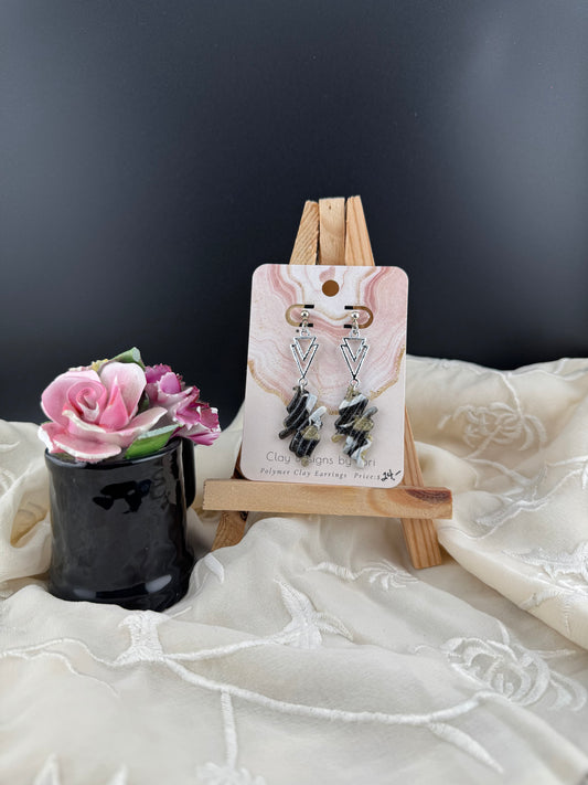 Geometric Gold, Black, and White Marble with Silver Accent and Ball Posts