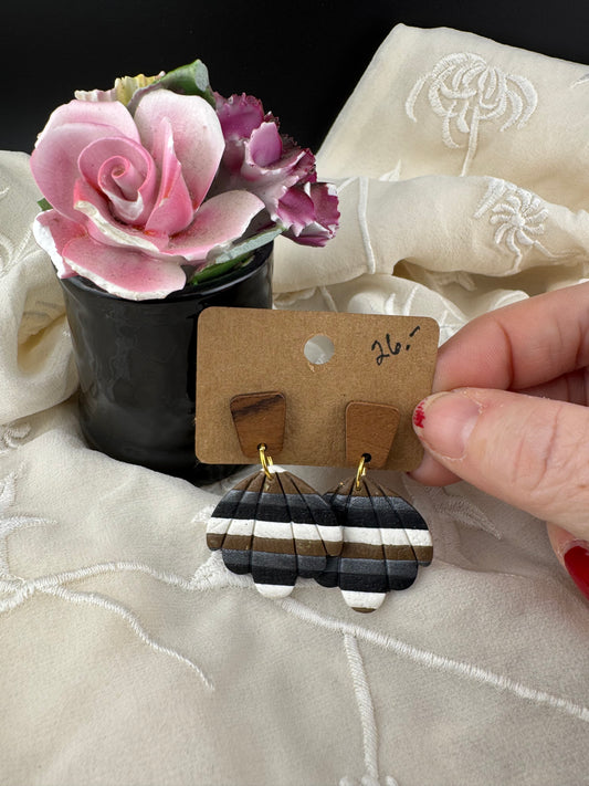 Neutral  Layered Dangle Earring-Wood Accent