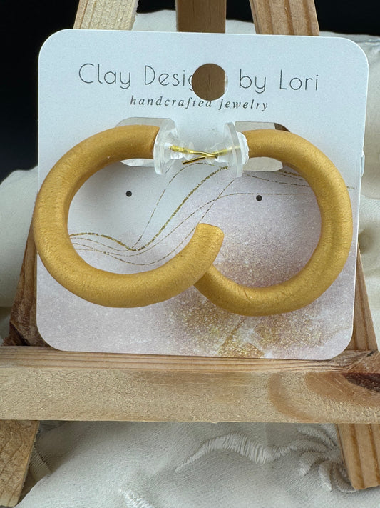 Gold Polymer Clay Hoops