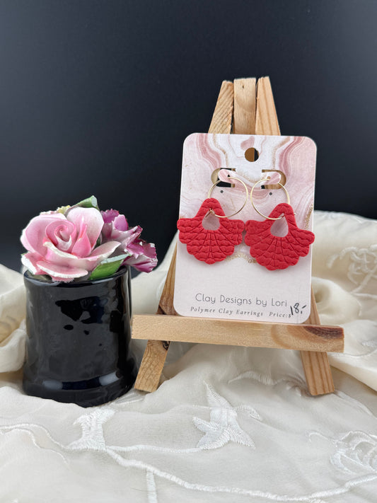 Orange Boho Dangle Earring with Gold Hoop