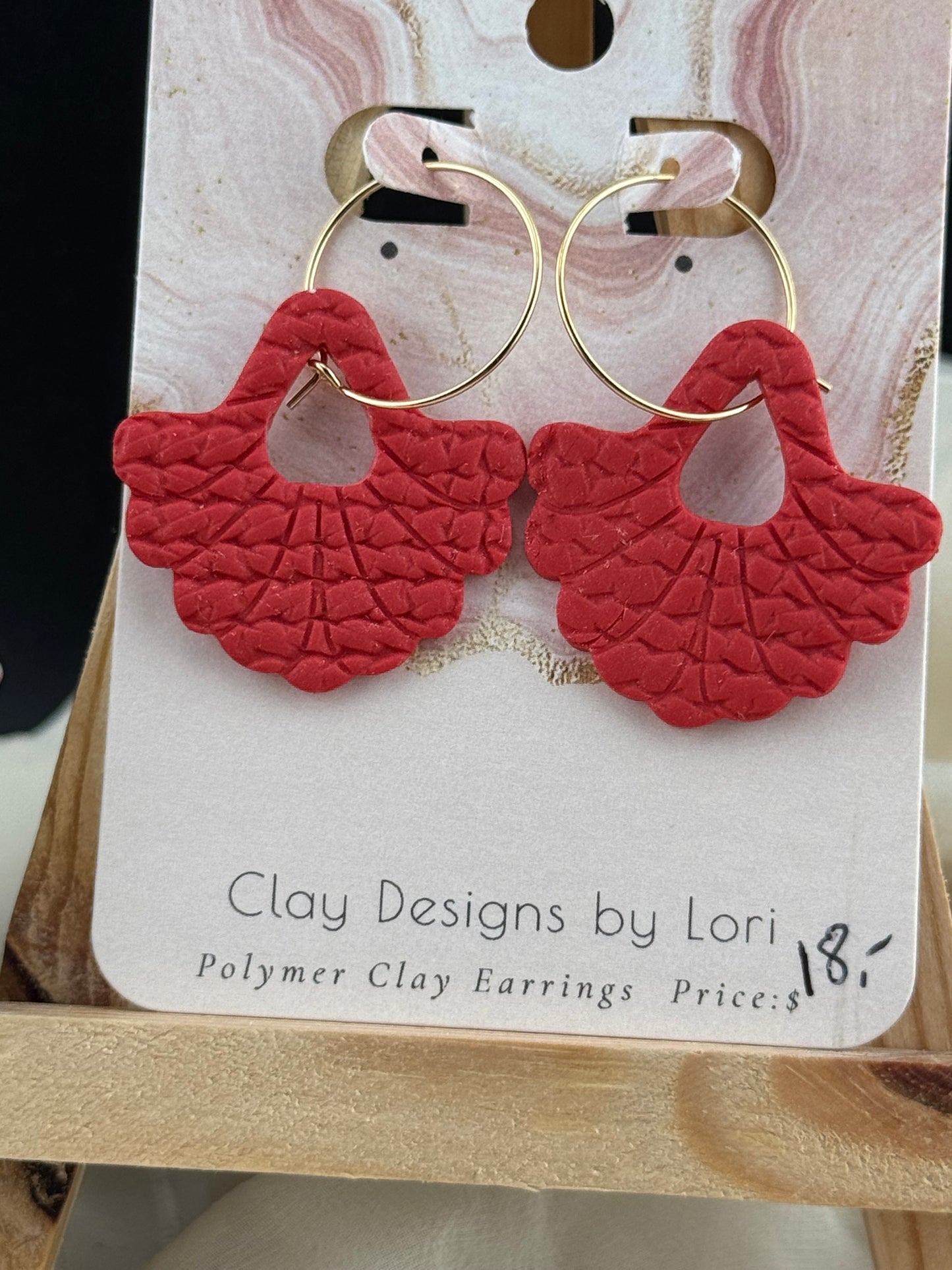 Orange Boho Dangle Earring with Gold Hoop