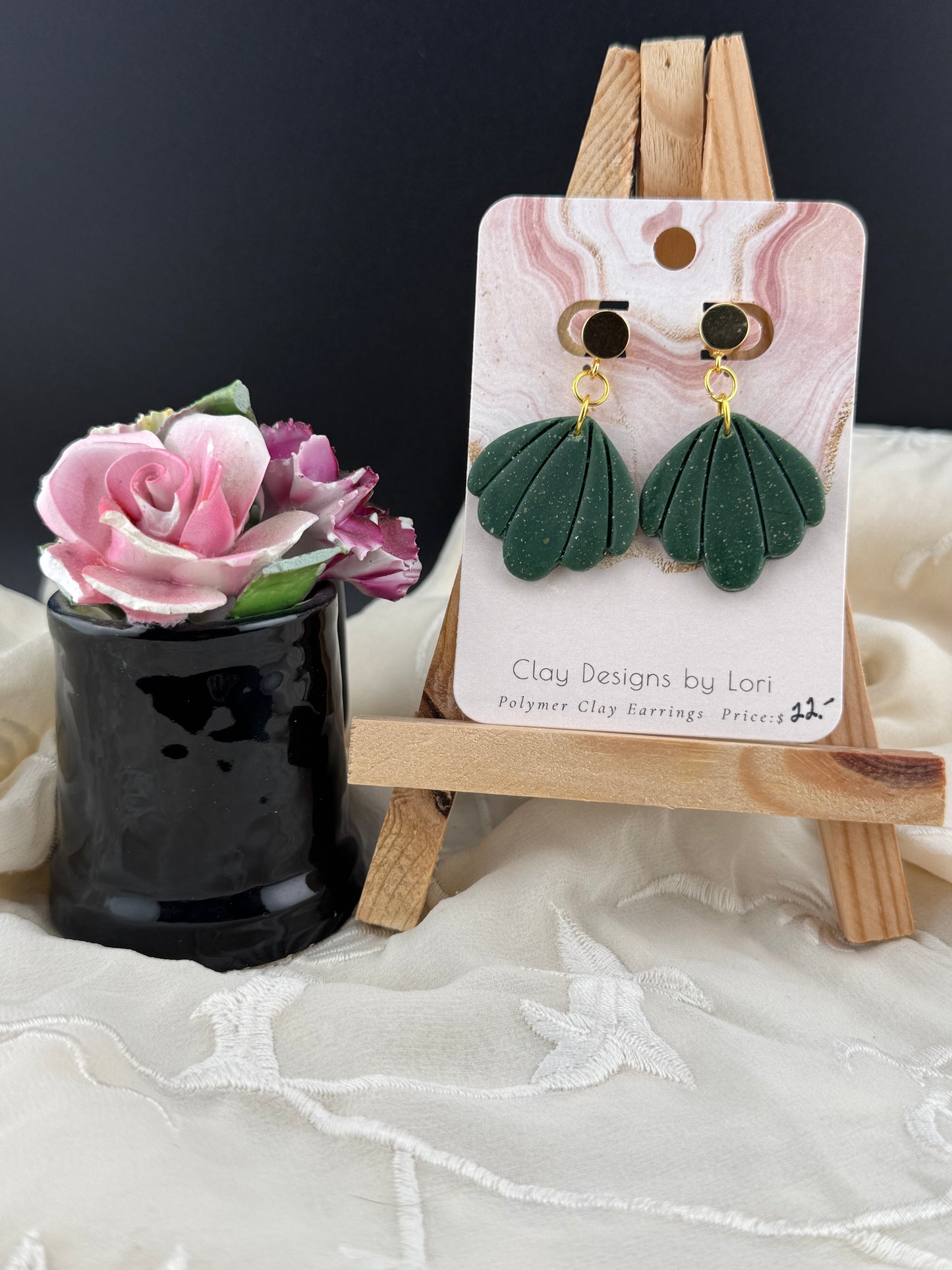 Emerald Dangle Earring- Gold accent