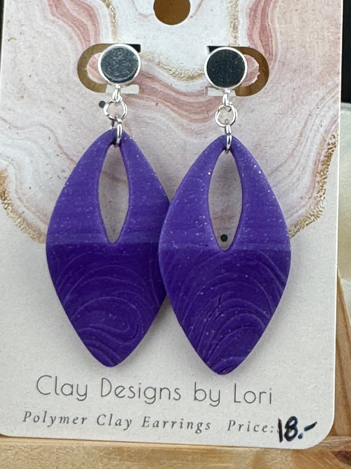Purple Teardrop Dangle Earring with Silver Circle post