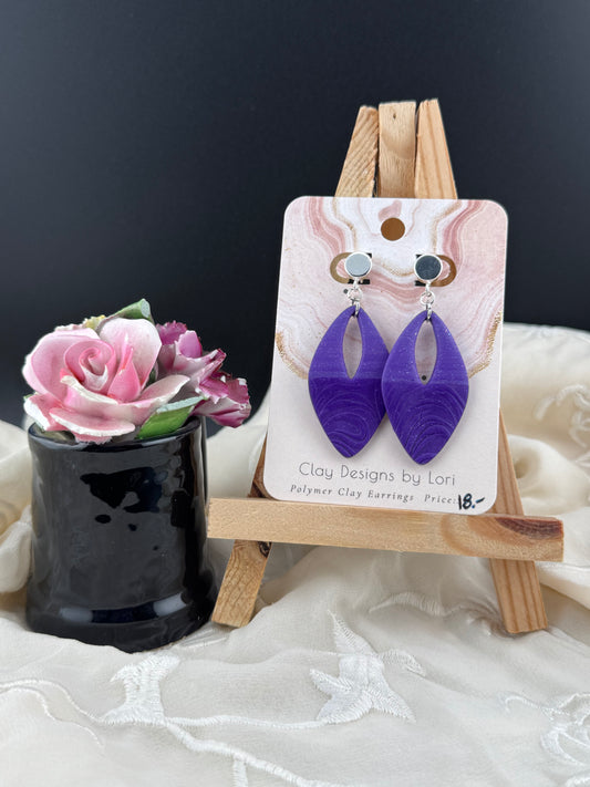 Purple Teardrop Dangle Earring with Silver Circle post