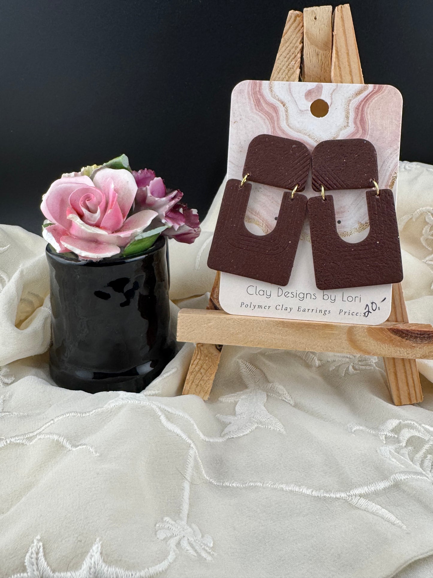 Geometric Coffee Brown Earrings