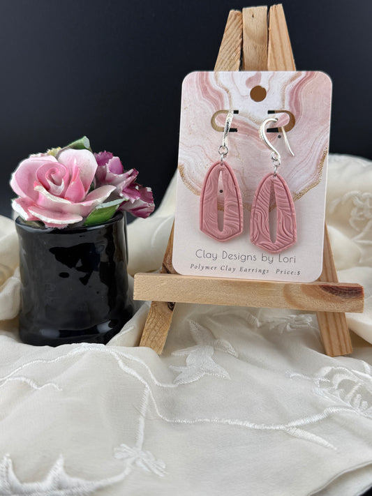 Pink Teardrop Earrings- Silver hoop accent
