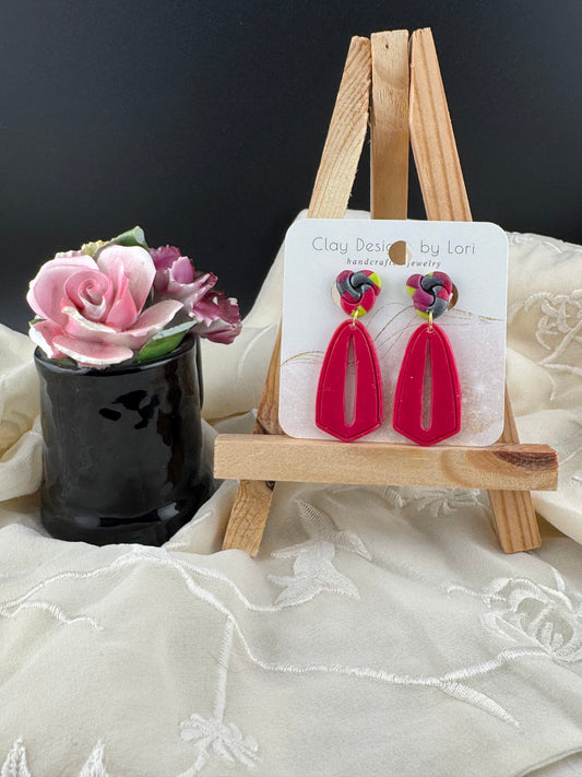 One of a Kind Magenta Dangle Earrings