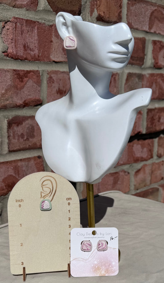 Mini Blossom Dusty Rose Marble Studs