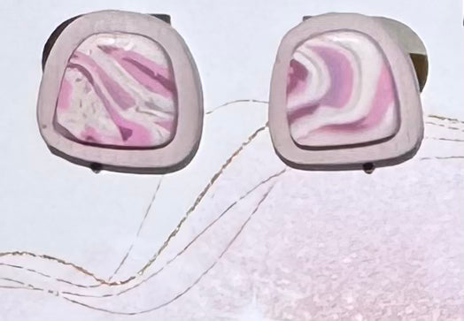 Mini Blossom Dusty Rose Marble Studs